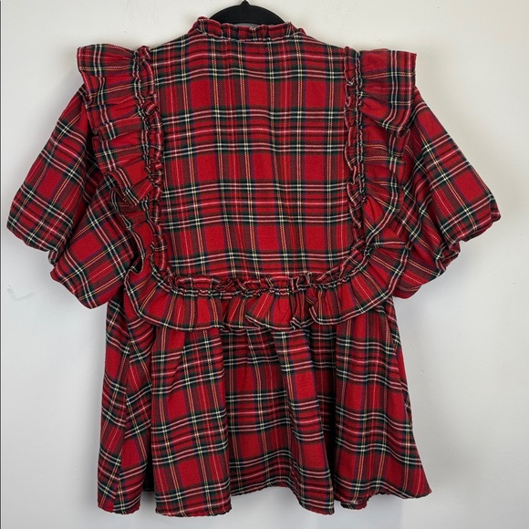 Entro Red Plaid Ruffle Top - Picture 7 of 10